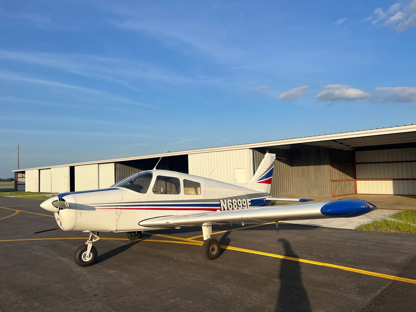 1977 Piper Cherokee PA28-140 VFR trainer parked at Ozark-Blackwell Airport (71J)